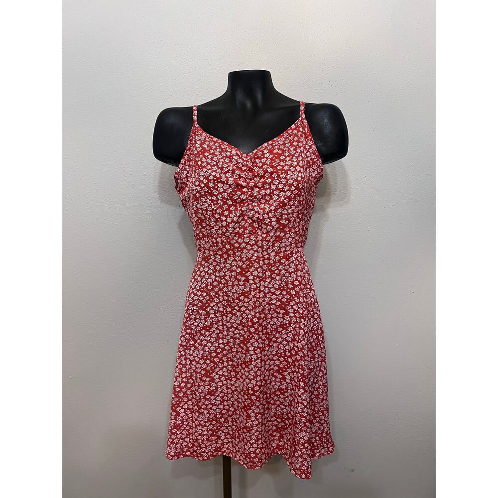 Romwe Slip Dress sz6 rust/.burnt orange floral babydoll cami Cottage Summer Boho